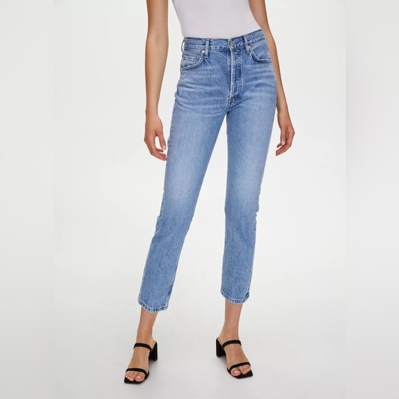 AGOLDE Riley High Rise Straight Crop in
Blur from Revolve - Picture 1 of 12